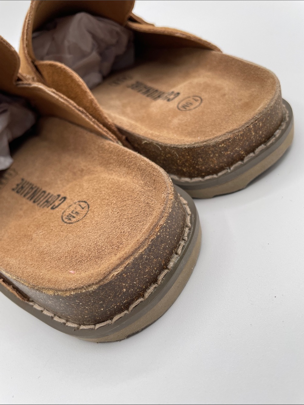 Cushionaire Women’s 7.5 Tan Suede Leather Slip-On Clog Loafer Mule NEW - Picture 12 of 13